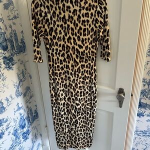 NWT size 6 Alice + Olivia Delora Fitted Mock Neck Leopard Dress.